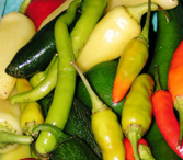 Prepared catering display with colorful food